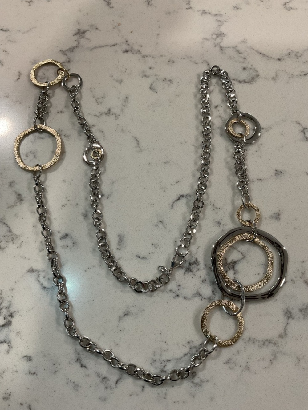 Like new Premier Designs Two-Tone Silver and Gold Circle Link Necklace